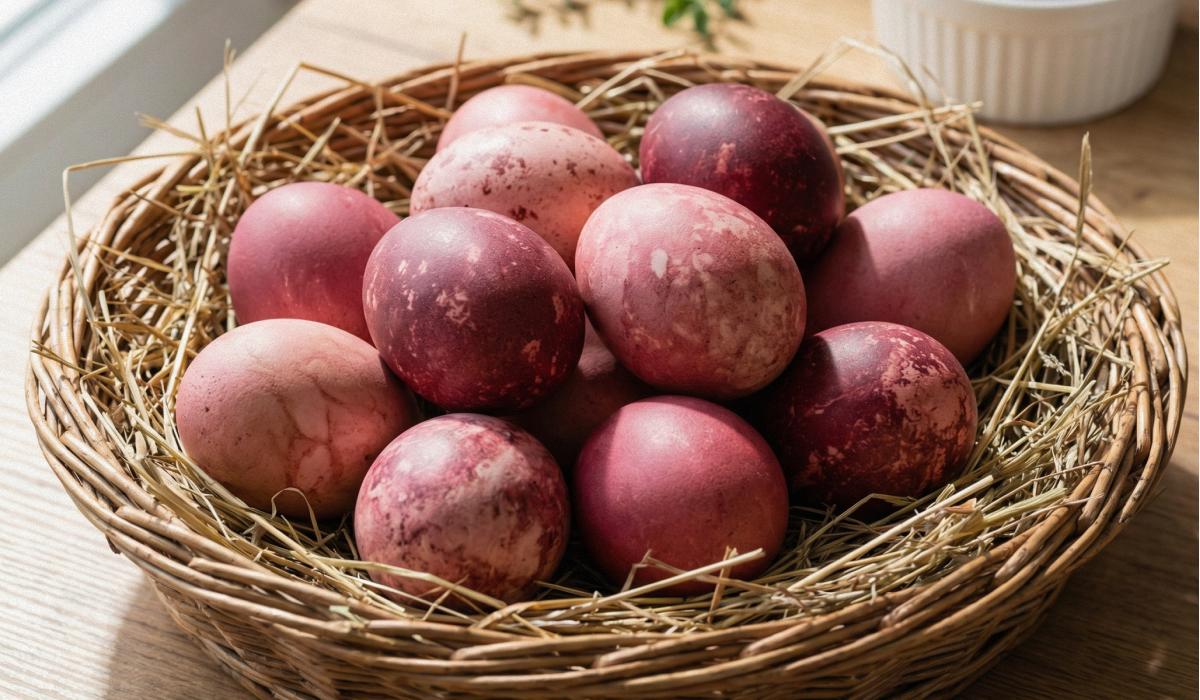 kā krāsot olas ar bietēm